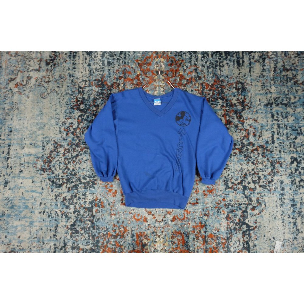 Vintage 1980s Mickey Mouse Disney blue V-neck sweatshirt size Medium sweater